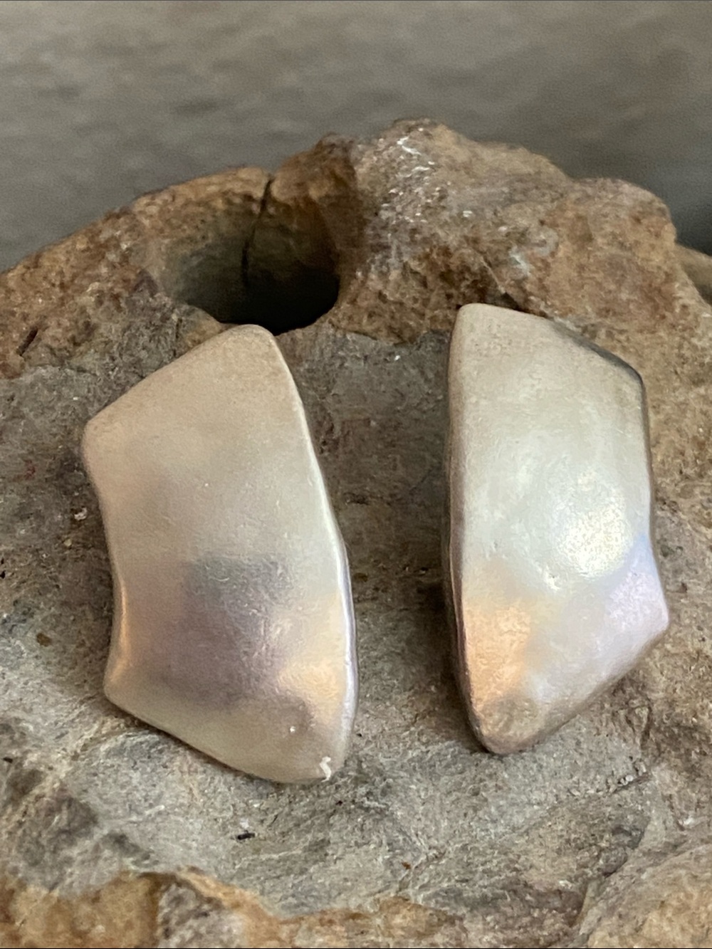 Vintage 90s Silver Tone Zinc Alloy Abstract Stud Earrings